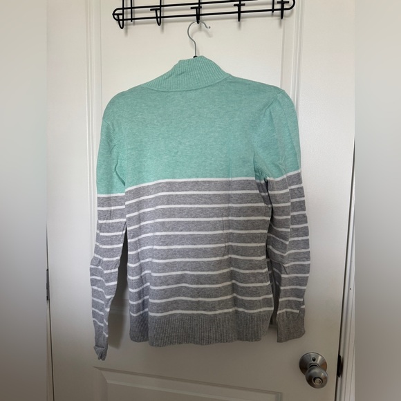 Vineyard Vines Mint and Gray Striped Turtleneck Sweater - Picture 4 of 5